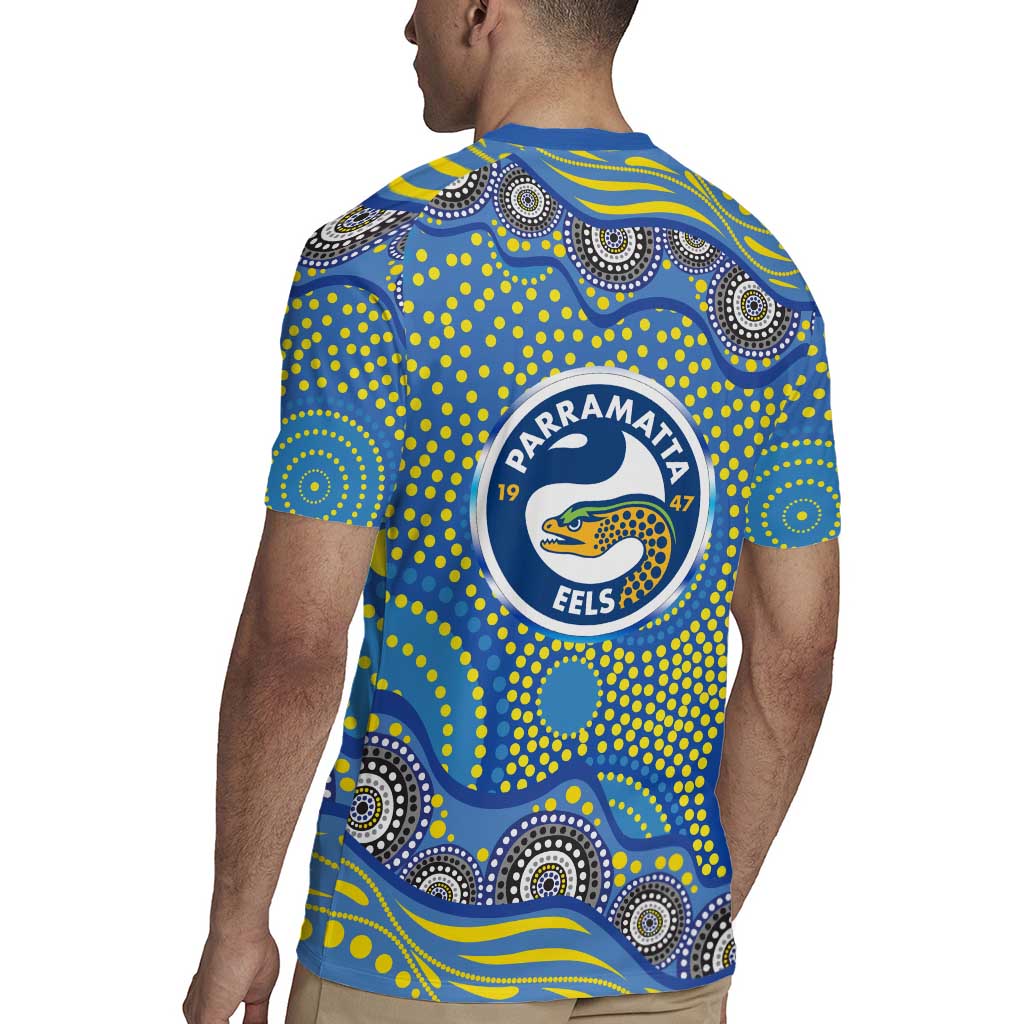 Parramatta Eels Rugby Jersey Aboriginal Dot Pattern - Rugby Mascot Heritage Pride