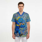 Parramatta Eels Scrub Top Aboriginal Dot Pattern - Rugby Mascot Heritage Pride