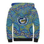 Parramatta Eels Sherpa Hoodie Aboriginal Dot Pattern - Rugby Mascot Heritage Pride