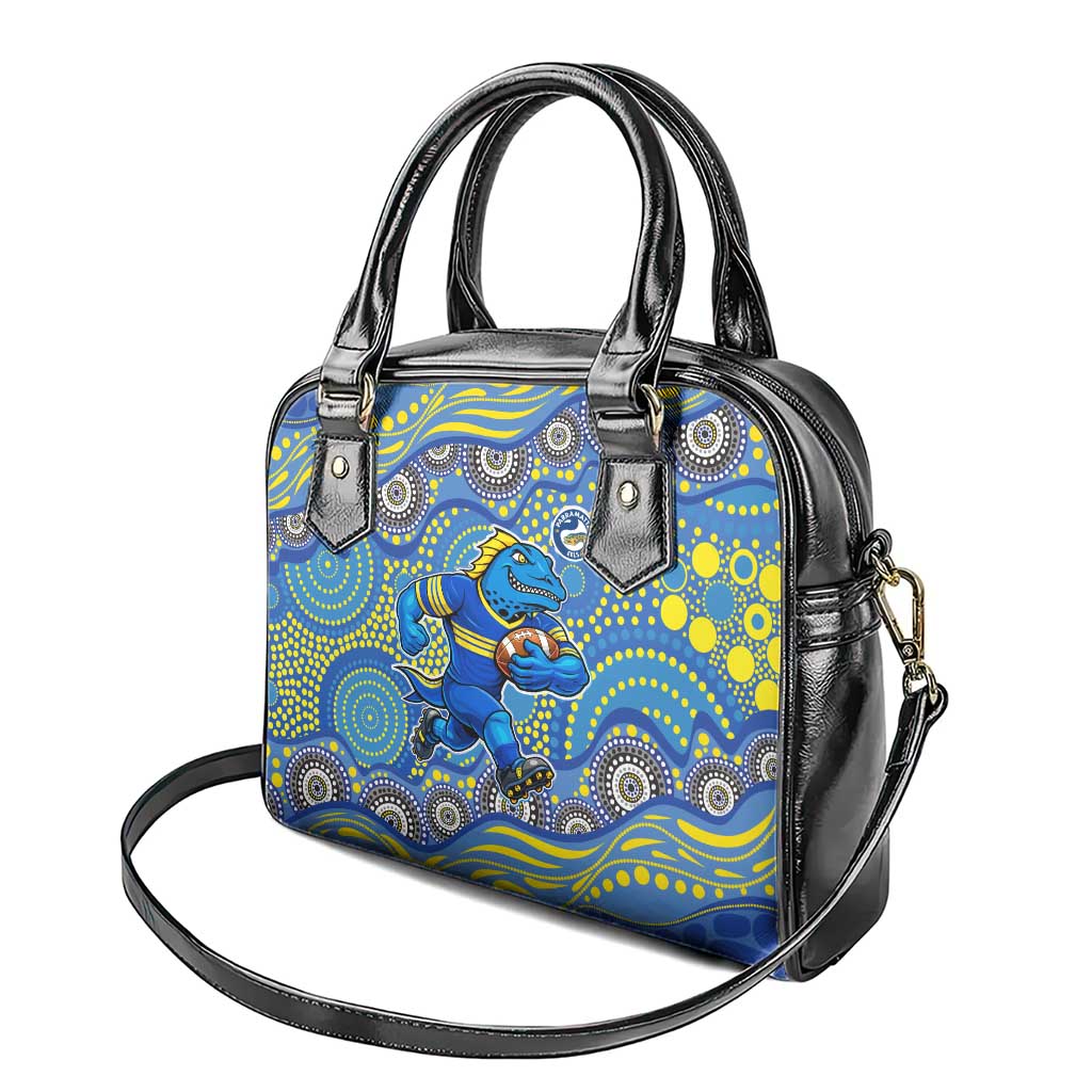 Parramatta Eels Shoulder Handbag Aboriginal Dot Pattern - Rugby Mascot Heritage Pride