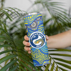 Parramatta Eels Skinny Tumbler Aboriginal Dot Pattern - Rugby Mascot Heritage Pride