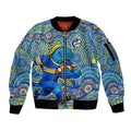 Parramatta Eels Sleeve Zip Bomber Jacket Aboriginal Dot Pattern - Rugby Mascot Heritage Pride