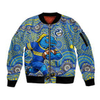 Parramatta Eels Sleeve Zip Bomber Jacket Aboriginal Dot Pattern - Rugby Mascot Heritage Pride