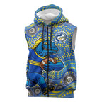 Parramatta Eels Sleeveless Zip Hoodie Aboriginal Dot Pattern - Rugby Mascot Heritage Pride