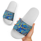 Parramatta Eels Slide Sandals Aboriginal Dot Pattern - Rugby Mascot Heritage Pride