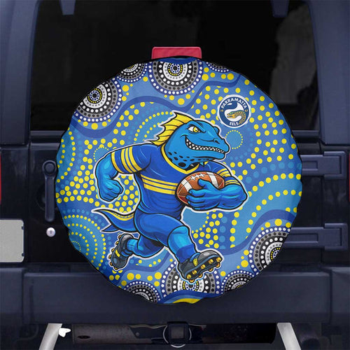Parramatta Eels Spare Tire Cover Aboriginal Dot Pattern - Rugby Mascot Heritage Pride