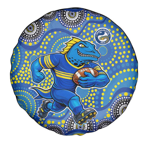 Parramatta Eels Spare Tire Cover Aboriginal Dot Pattern - Rugby Mascot Heritage Pride