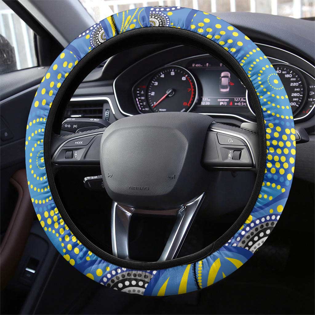 Parramatta Eels Steering Wheel Cover Aboriginal Dot Pattern - Rugby Mascot Heritage Pride