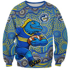 Parramatta Eels Sweatshirt Aboriginal Dot Pattern - Rugby Mascot Heritage Pride