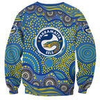 Parramatta Eels Sweatshirt Aboriginal Dot Pattern - Rugby Mascot Heritage Pride