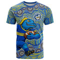 Parramatta Eels T Shirt Aboriginal Dot Pattern - Rugby Mascot Heritage Pride