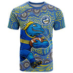 Parramatta Eels T Shirt Aboriginal Dot Pattern - Rugby Mascot Heritage Pride
