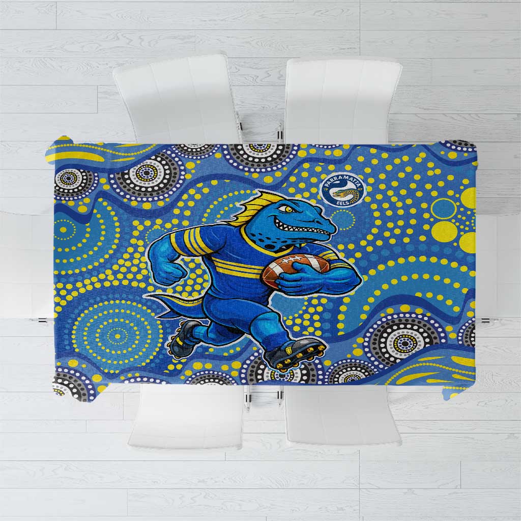Parramatta Eels Tablecloth Aboriginal Dot Pattern - Rugby Mascot Heritage Pride