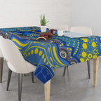 Parramatta Eels Tablecloth Aboriginal Dot Pattern - Rugby Mascot Heritage Pride