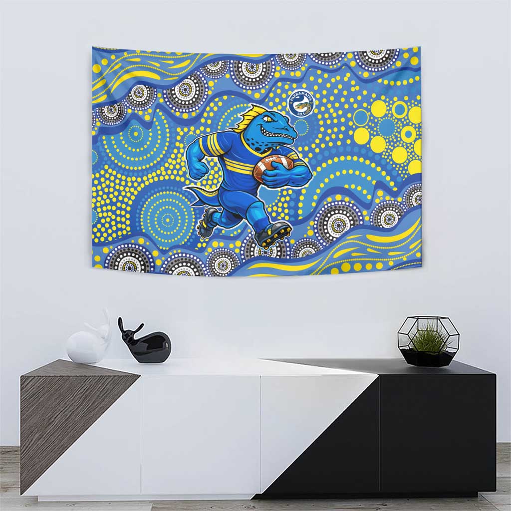 Parramatta Eels Tapestry Aboriginal Dot Pattern - Rugby Mascot Heritage Pride