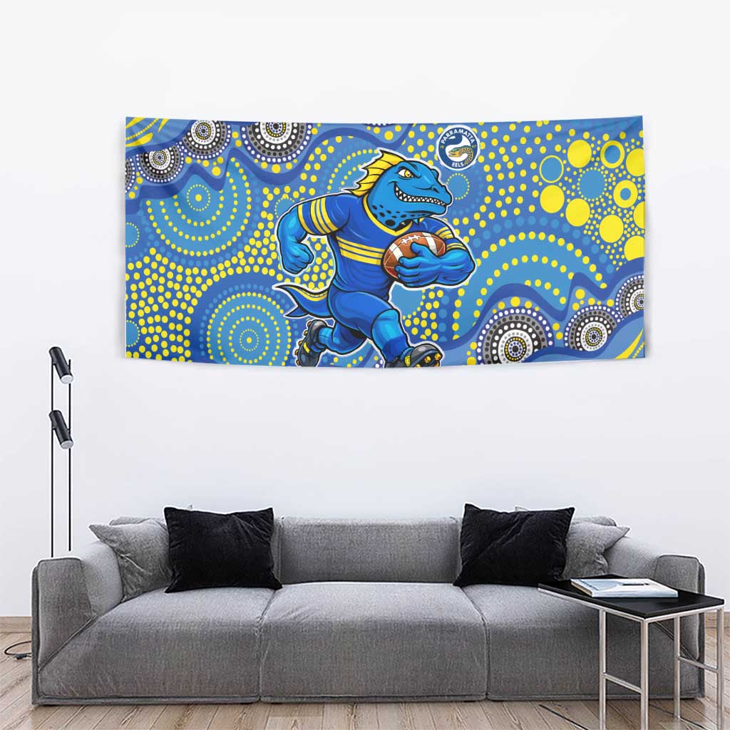 Parramatta Eels Tapestry Aboriginal Dot Pattern - Rugby Mascot Heritage Pride