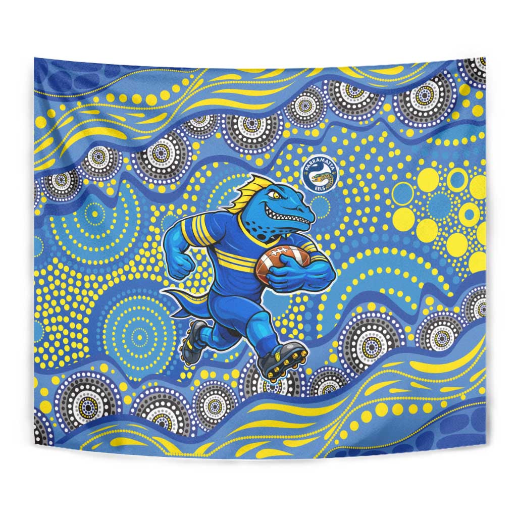 Parramatta Eels Tapestry Aboriginal Dot Pattern - Rugby Mascot Heritage Pride