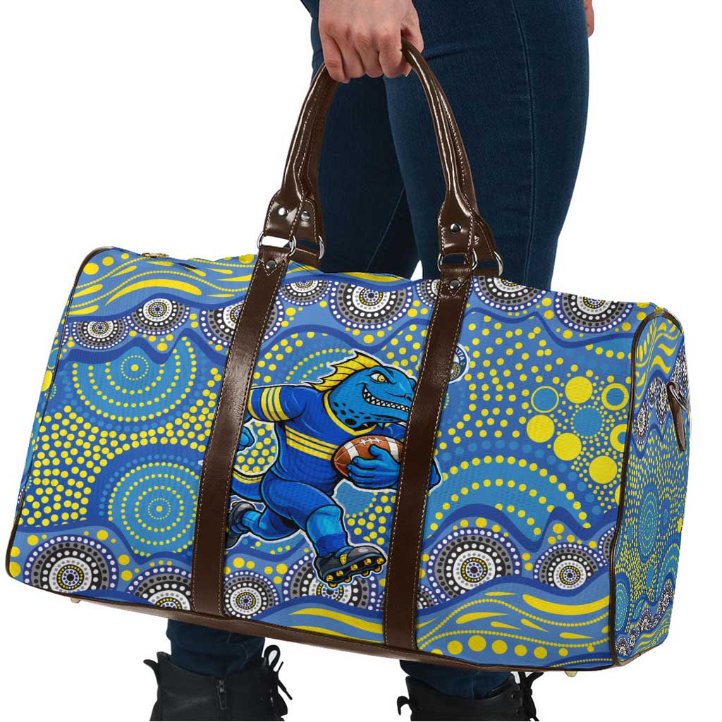 Parramatta Eels Travel Bag Aboriginal Dot Pattern - Rugby Mascot Heritage Pride