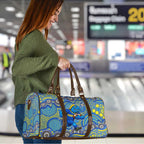 Parramatta Eels Travel Bag Aboriginal Dot Pattern - Rugby Mascot Heritage Pride