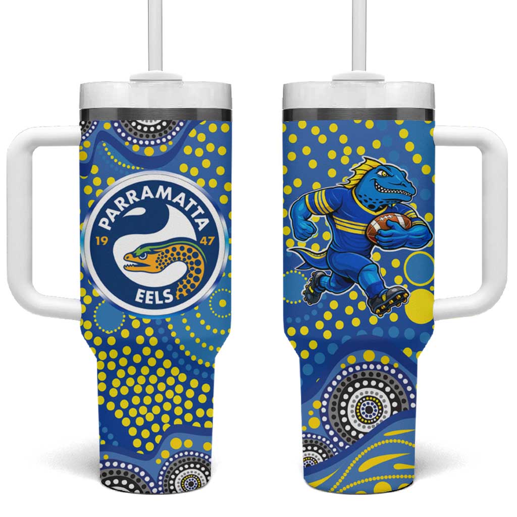 Parramatta Eels Tumbler With Handle Aboriginal Dot Pattern - Rugby Mascot Heritage Pride
