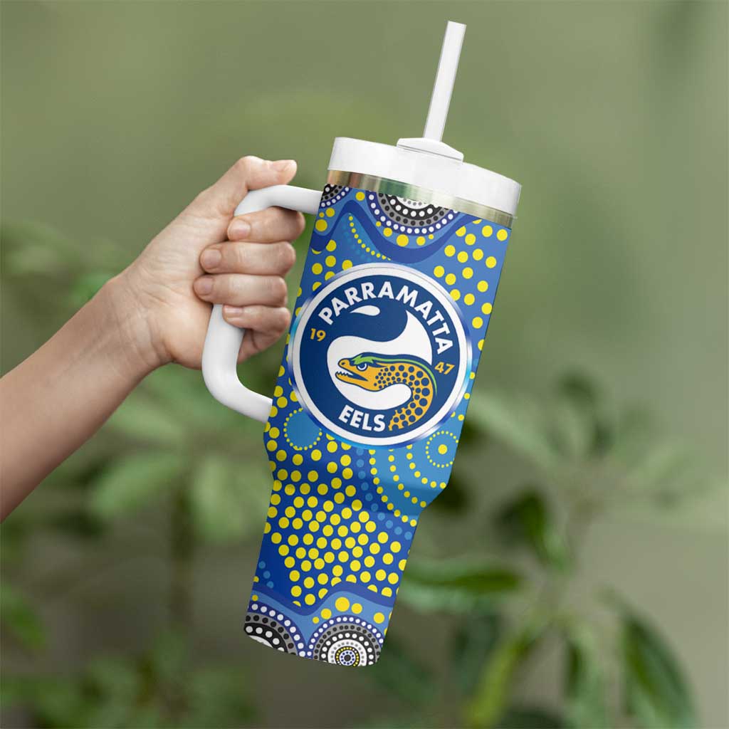 Parramatta Eels Tumbler With Handle Aboriginal Dot Pattern - Rugby Mascot Heritage Pride