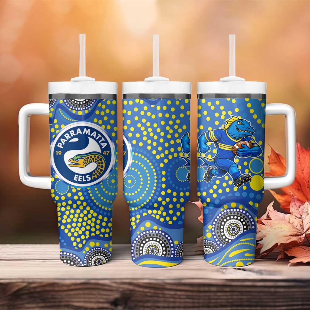 Parramatta Eels Tumbler With Handle Aboriginal Dot Pattern - Rugby Mascot Heritage Pride