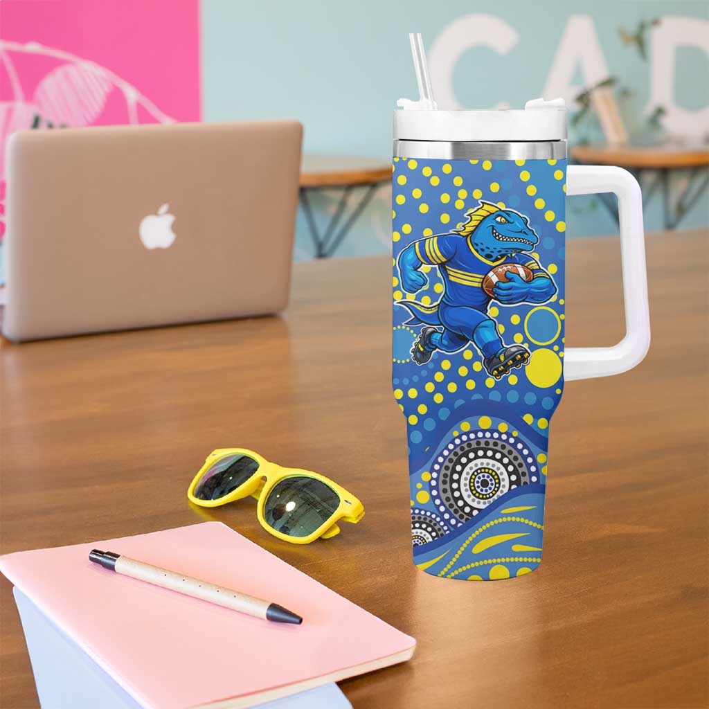 Parramatta Eels Tumbler With Handle Aboriginal Dot Pattern - Rugby Mascot Heritage Pride