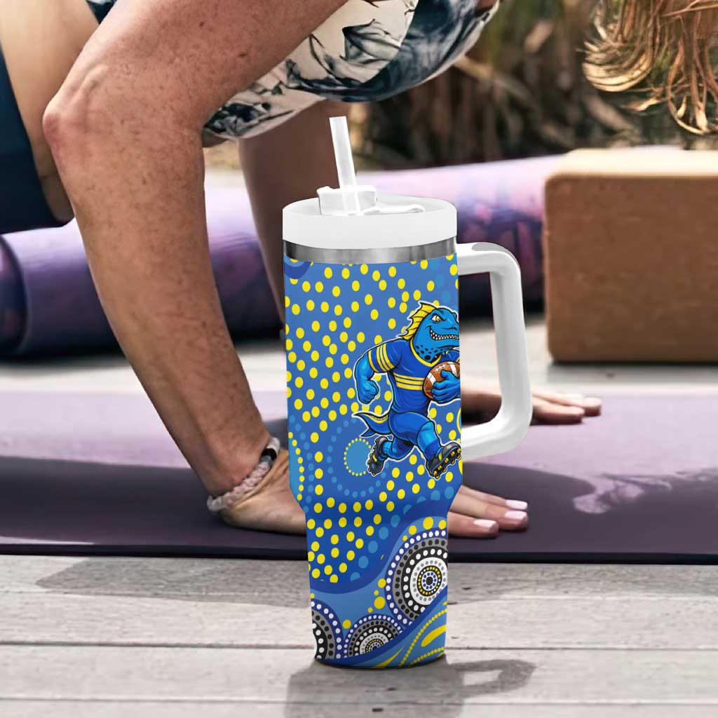 Parramatta Eels Tumbler With Handle Aboriginal Dot Pattern - Rugby Mascot Heritage Pride