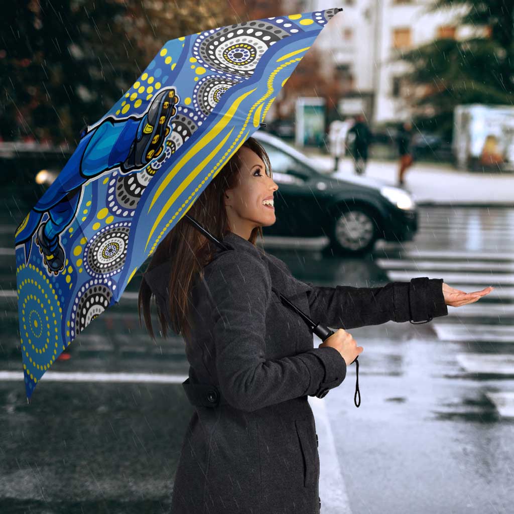 Parramatta Eels Umbrella Aboriginal Dot Pattern - Rugby Mascot Heritage Pride