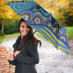Parramatta Eels Umbrella Aboriginal Dot Pattern - Rugby Mascot Heritage Pride