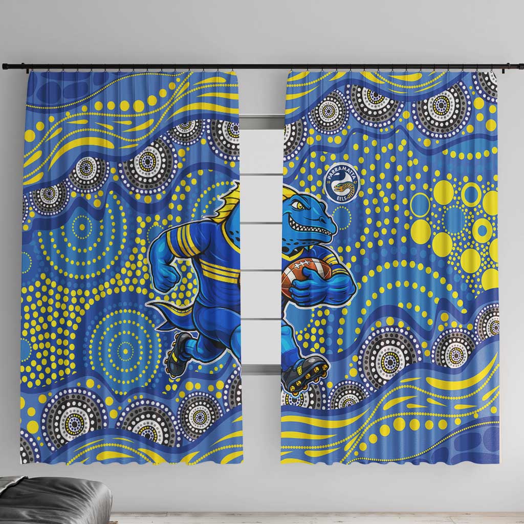 Parramatta Eels Window Curtain Aboriginal Dot Pattern - Rugby Mascot Heritage Pride