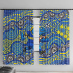 Parramatta Eels Window Curtain Aboriginal Dot Pattern - Rugby Mascot Heritage Pride
