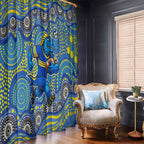 Parramatta Eels Window Curtain Aboriginal Dot Pattern - Rugby Mascot Heritage Pride
