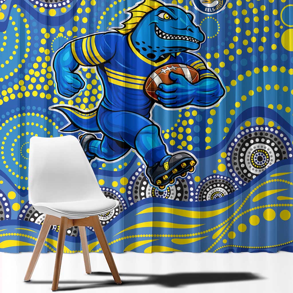 Parramatta Eels Window Curtain Aboriginal Dot Pattern - Rugby Mascot Heritage Pride