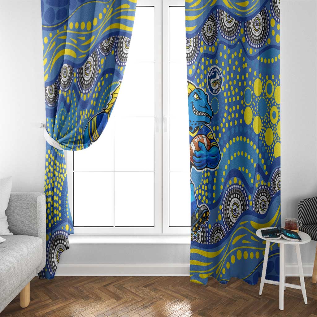 Parramatta Eels Window Curtain Aboriginal Dot Pattern - Rugby Mascot Heritage Pride