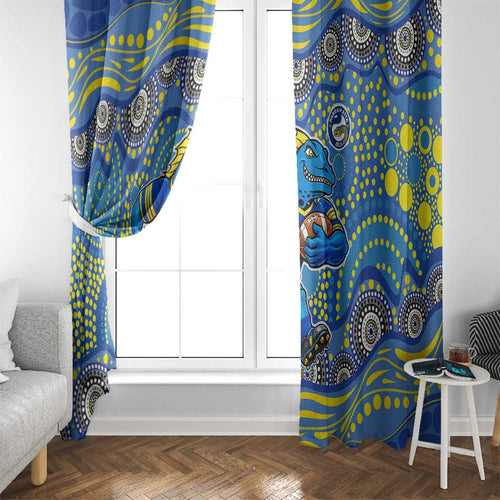 Parramatta Eels Window Curtain Aboriginal Dot Pattern - Rugby Mascot Heritage Pride