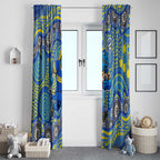 Parramatta Eels Window Curtain Aboriginal Dot Pattern - Rugby Mascot Heritage Pride