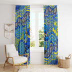 Parramatta Eels Window Curtain Aboriginal Dot Pattern - Rugby Mascot Heritage Pride