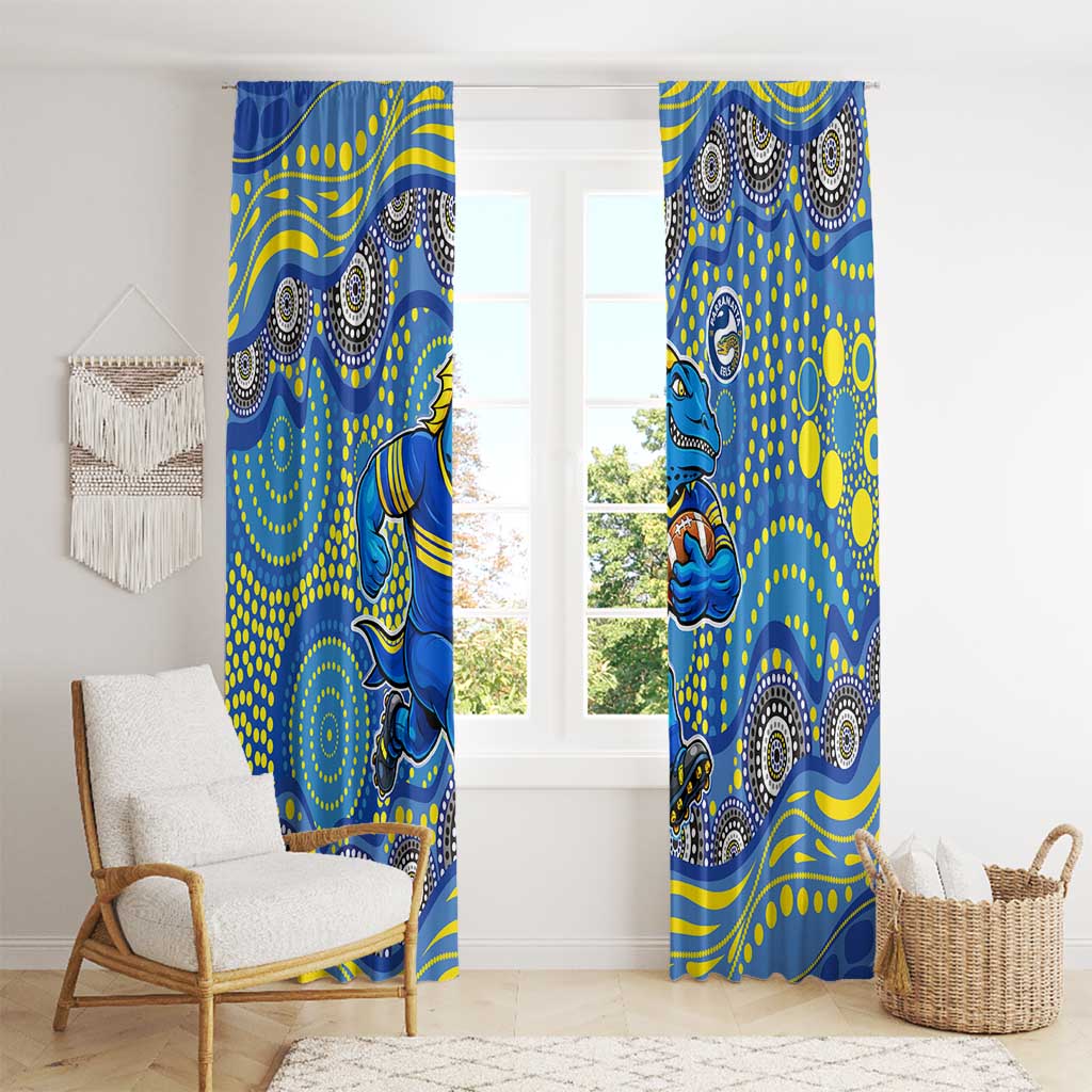 Parramatta Eels Window Curtain Aboriginal Dot Pattern - Rugby Mascot Heritage Pride