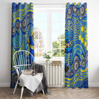 Parramatta Eels Window Curtain Aboriginal Dot Pattern - Rugby Mascot Heritage Pride