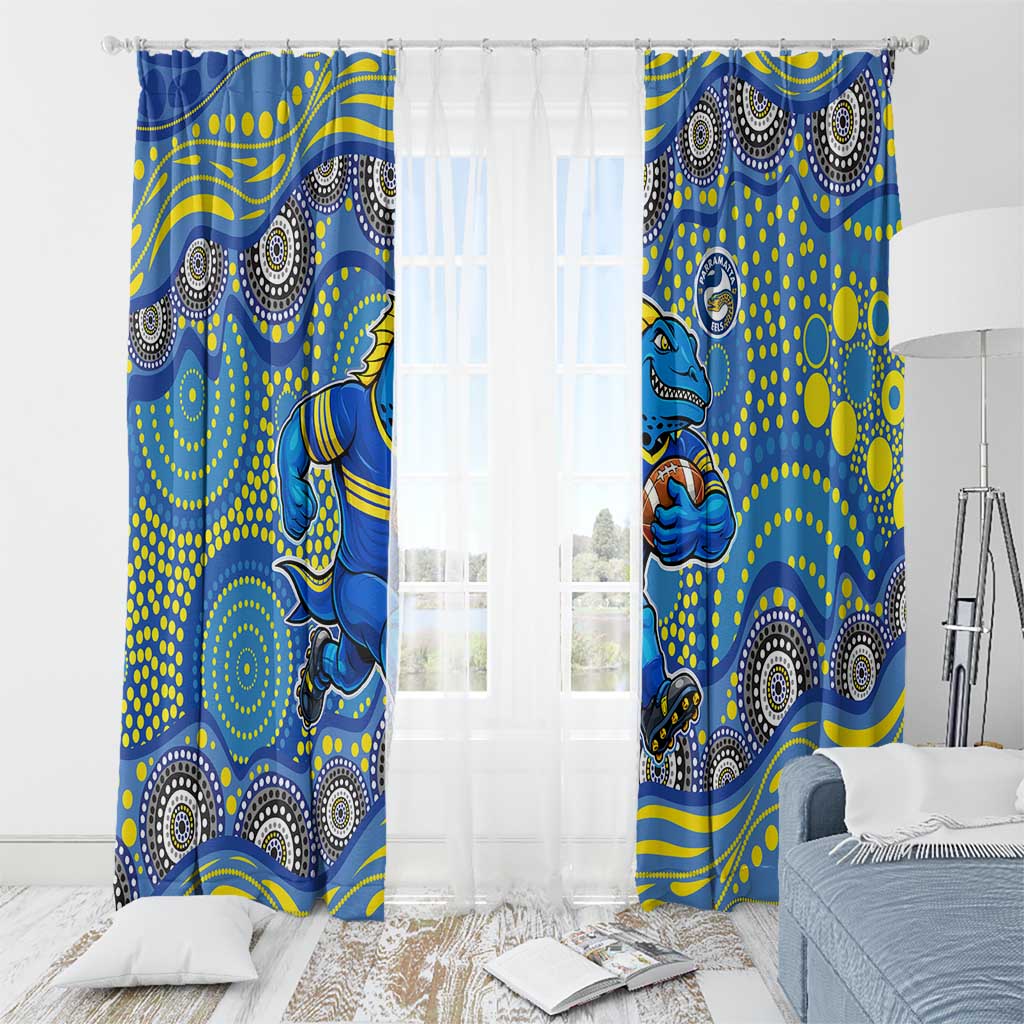 Parramatta Eels Window Curtain Aboriginal Dot Pattern - Rugby Mascot Heritage Pride