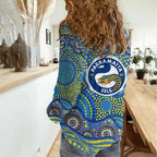 Parramatta Eels Women Casual Shirt Aboriginal Dot Pattern - Rugby Mascot Heritage Pride