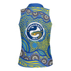 Parramatta Eels Women Sleeveless Polo Shirt Aboriginal Dot Pattern - Rugby Mascot Heritage Pride
