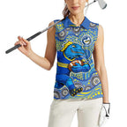 Parramatta Eels Women Sleeveless Polo Shirt Aboriginal Dot Pattern - Rugby Mascot Heritage Pride