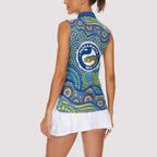 Parramatta Eels Women Sleeveless Polo Shirt Aboriginal Dot Pattern - Rugby Mascot Heritage Pride