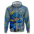 Parramatta Eels Zip Hoodie Aboriginal Dot Pattern - Rugby Mascot Heritage Pride