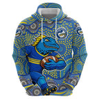 Parramatta Eels Zip Hoodie Aboriginal Dot Pattern - Rugby Mascot Heritage Pride