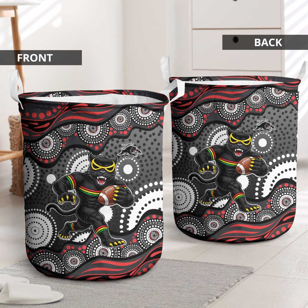 Penrith Panthers Laundry Basket Aboriginal Dot Pattern - Rugby Mascot Heritage Pride