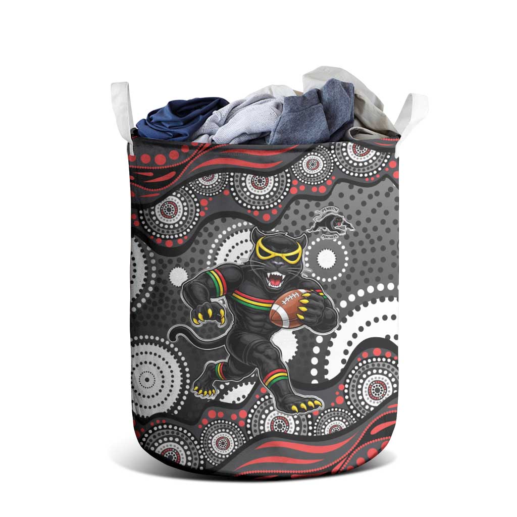 Penrith Panthers Laundry Basket Aboriginal Dot Pattern - Rugby Mascot Heritage Pride