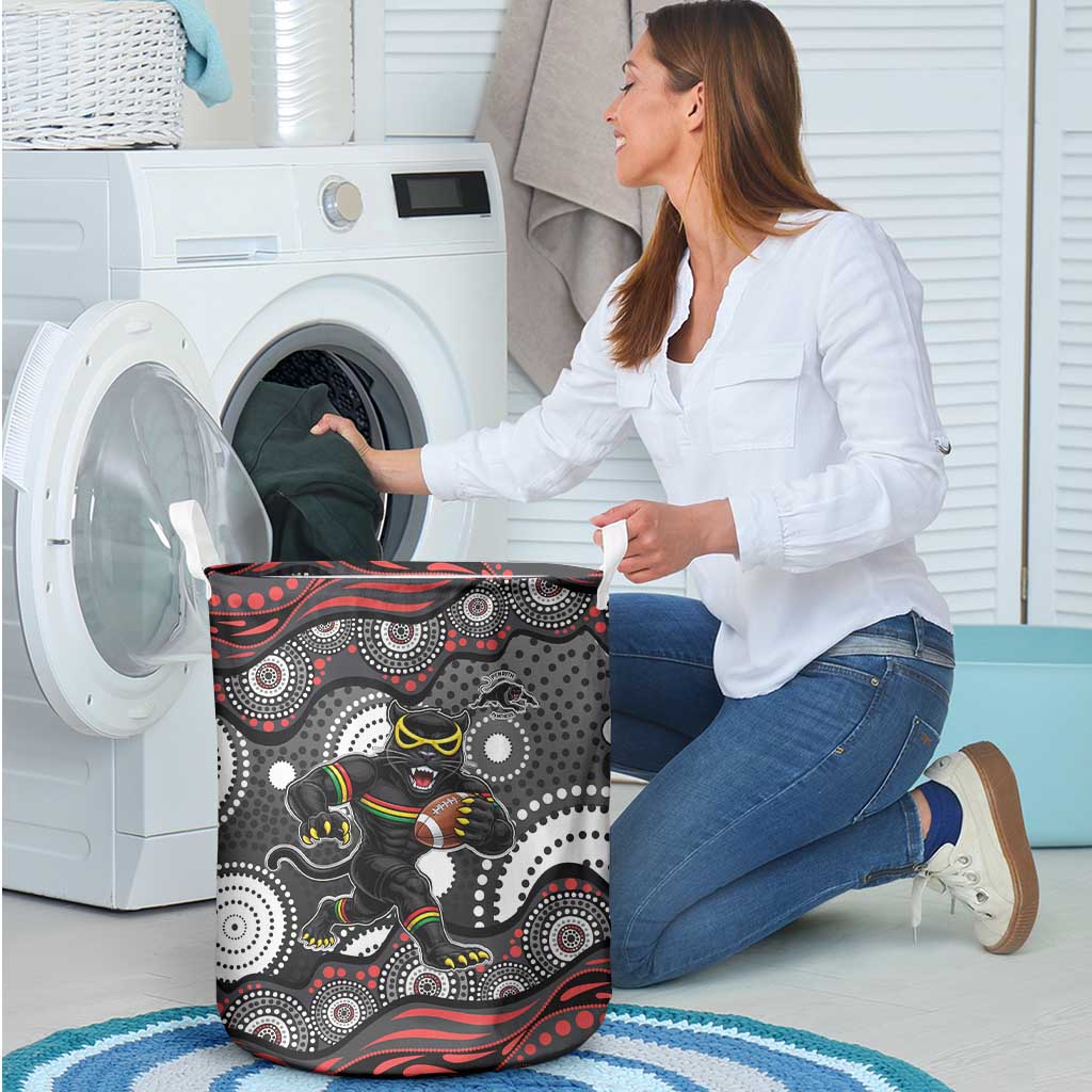 Penrith Panthers Laundry Basket Aboriginal Dot Pattern - Rugby Mascot Heritage Pride